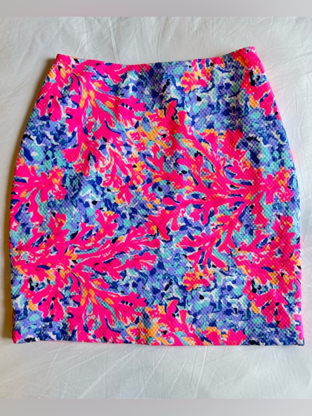 Lilly Pulitzer Neon Pink & Blue Floral Mini Skirt. (XS)